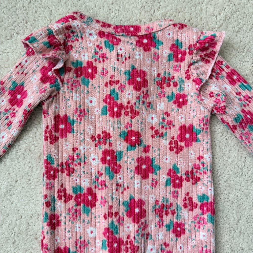 dELiA*s Pink and Red Floral Kids One Piece Footie - Picture 10 of 11